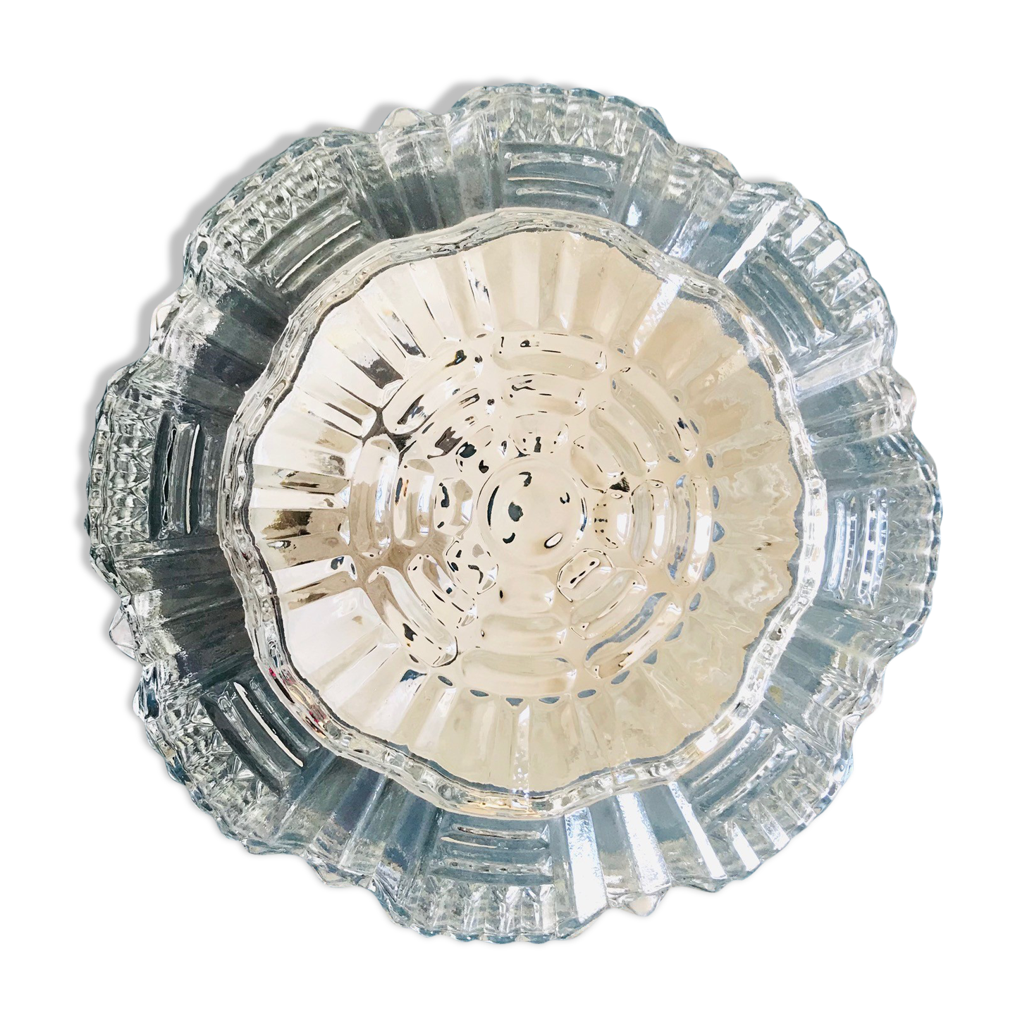 Round cast glass ceiling light