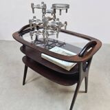 Table d'appoint vintage du milieu du siècle avec plateau de service Hans Olsen années 1950