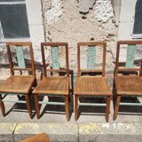 Table and chairs art deco wood and pastel