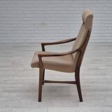 1960s, Scandinavian design, highback armchair, original condition, furniture velour, beech wood.