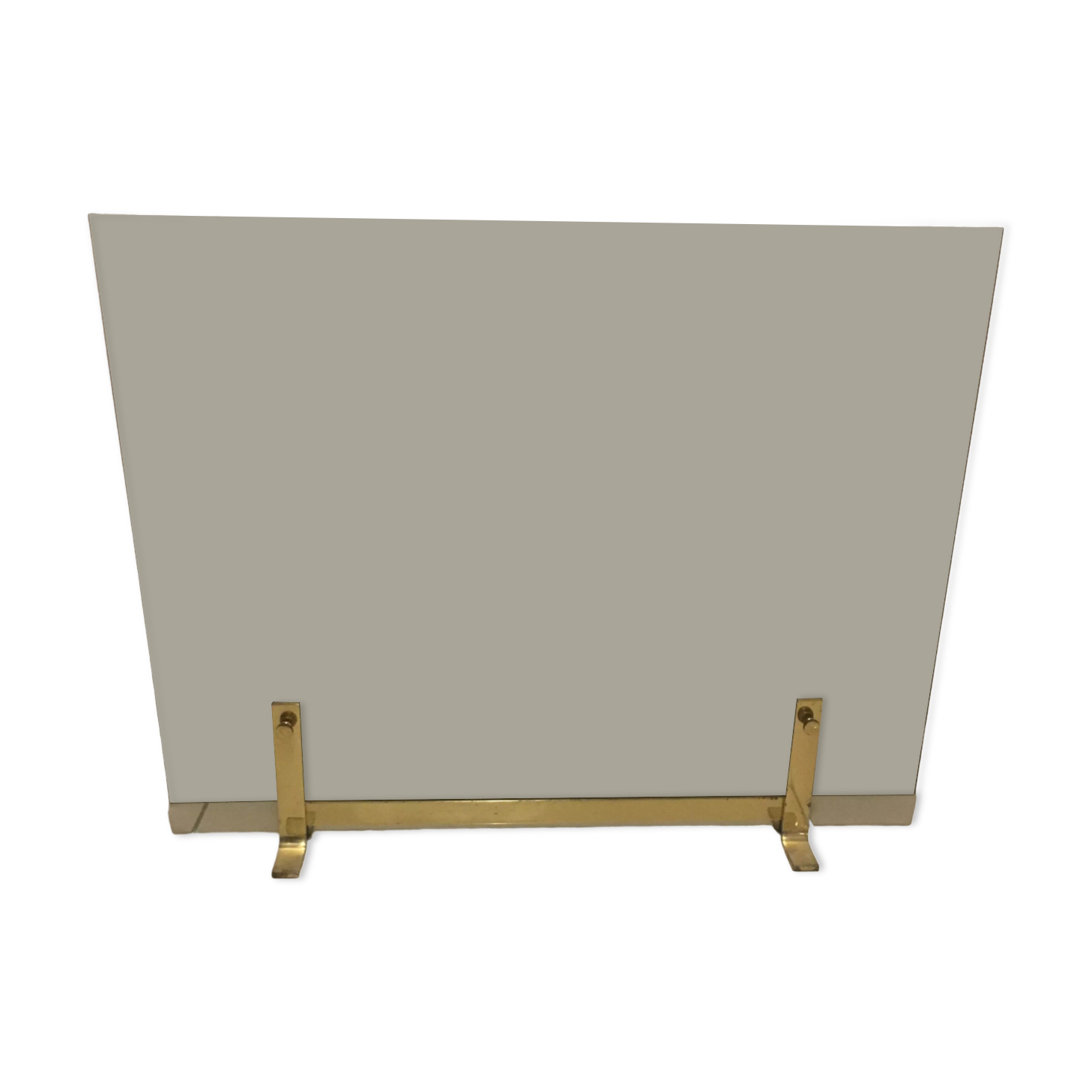 Fireplace screen in smoked glass and brass