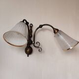 Bronze wall light with 2 lights and 2 granite glass tulips