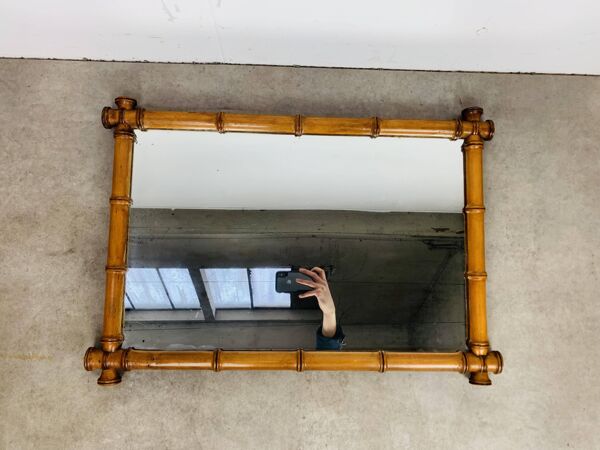Miroir au mercure, bois effet bambou, fin XIX début XX ème