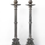 Pair of candle holders, vintage candle holder, silver brass candle holder, church, candle holder, tripod, chandelier