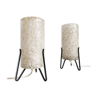 Pair of tripod lamps "Rocket" Scandinavian perspex. 1960s