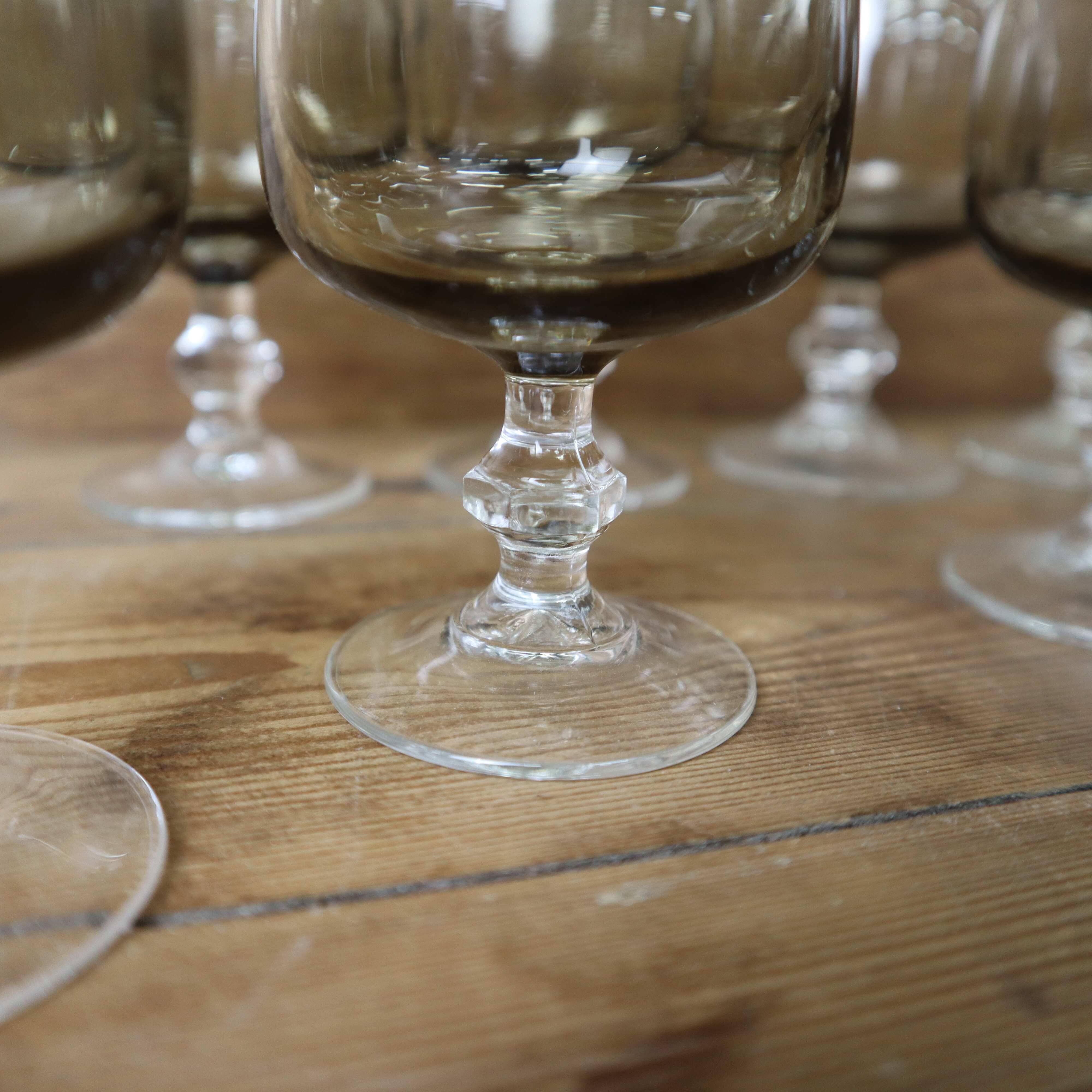 Set of 9 Luminarc smoked aperitif glasses, Domaine model