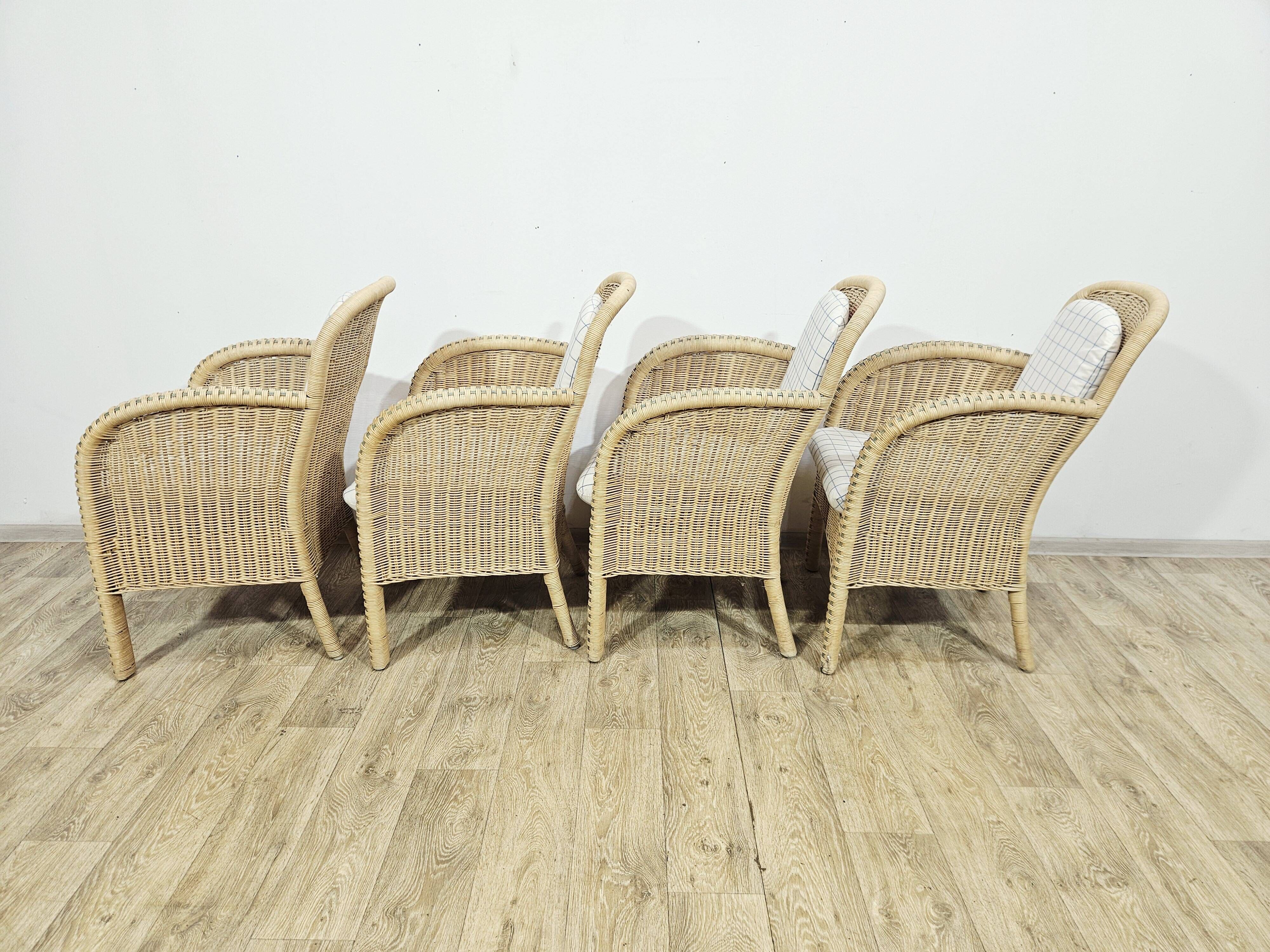 Set of 4 wicker armchairs / Domicil Möbel / Germany/ 1990s.