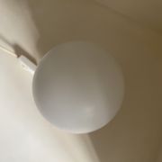 Vintage lamp opaline globe, wood turned orange and chrome 60s 70s