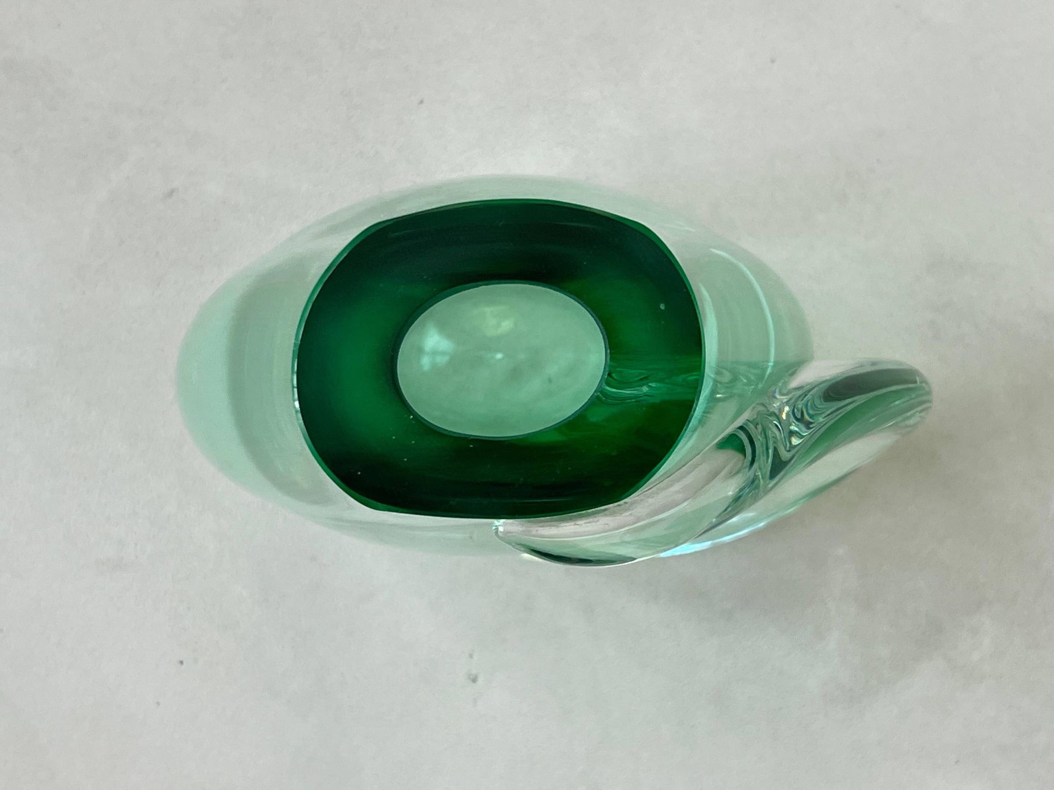Huge green vase in Murano glass from artisan masters, Flavio Poli 1970's