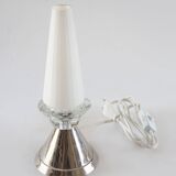 Chrome and opaline cornet lamp