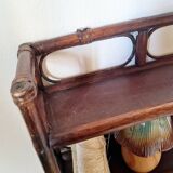 Vintage dark rattan wall shelf – Riviera & Bohemian style