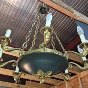 Empire-style chandelier in finely chiselled and gilded bronze