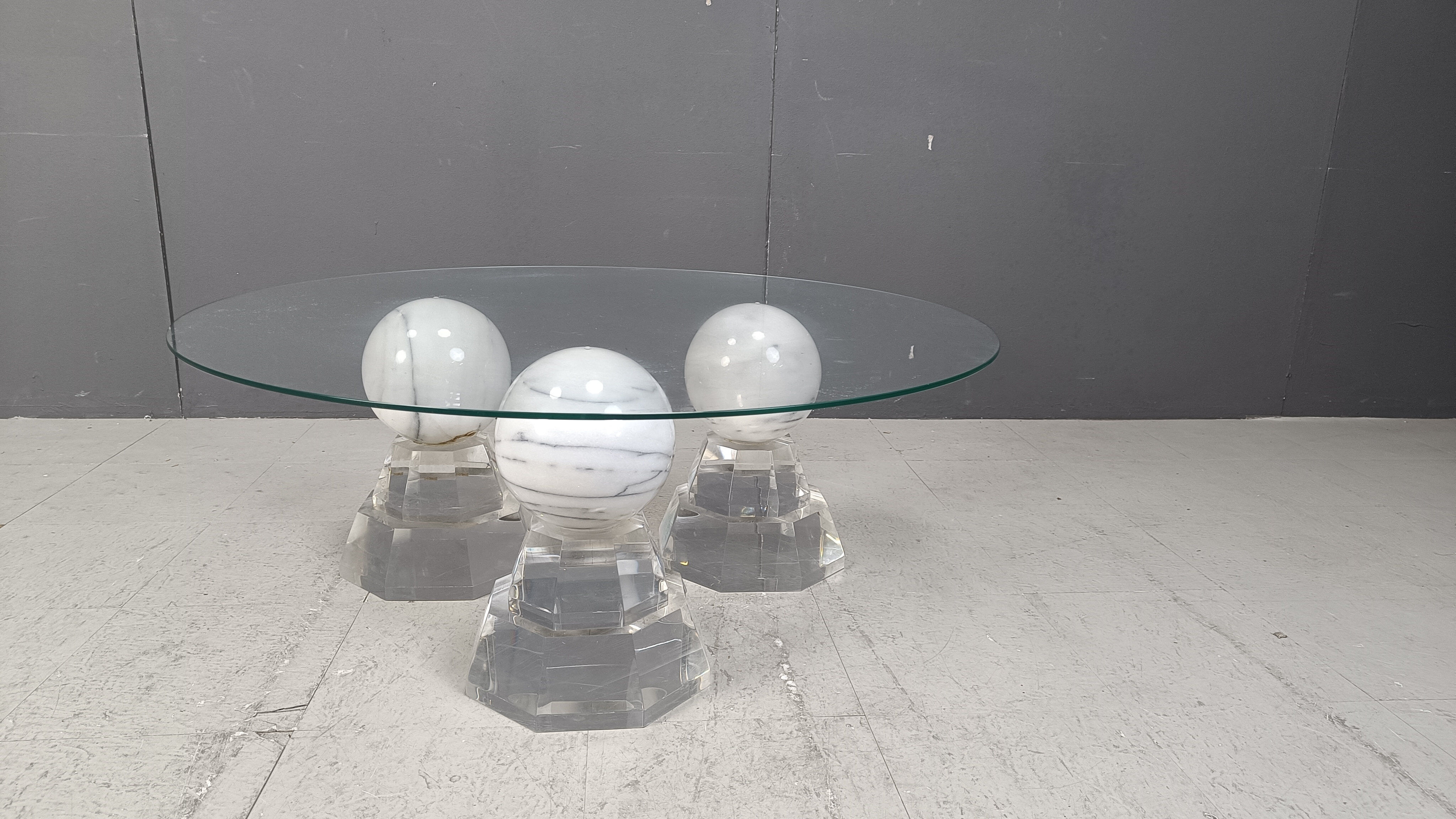 Marble sphere coffee table by Roche Bobois, 1980s