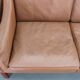 1970s Danish 3-seater brown leather sofa with beech frame