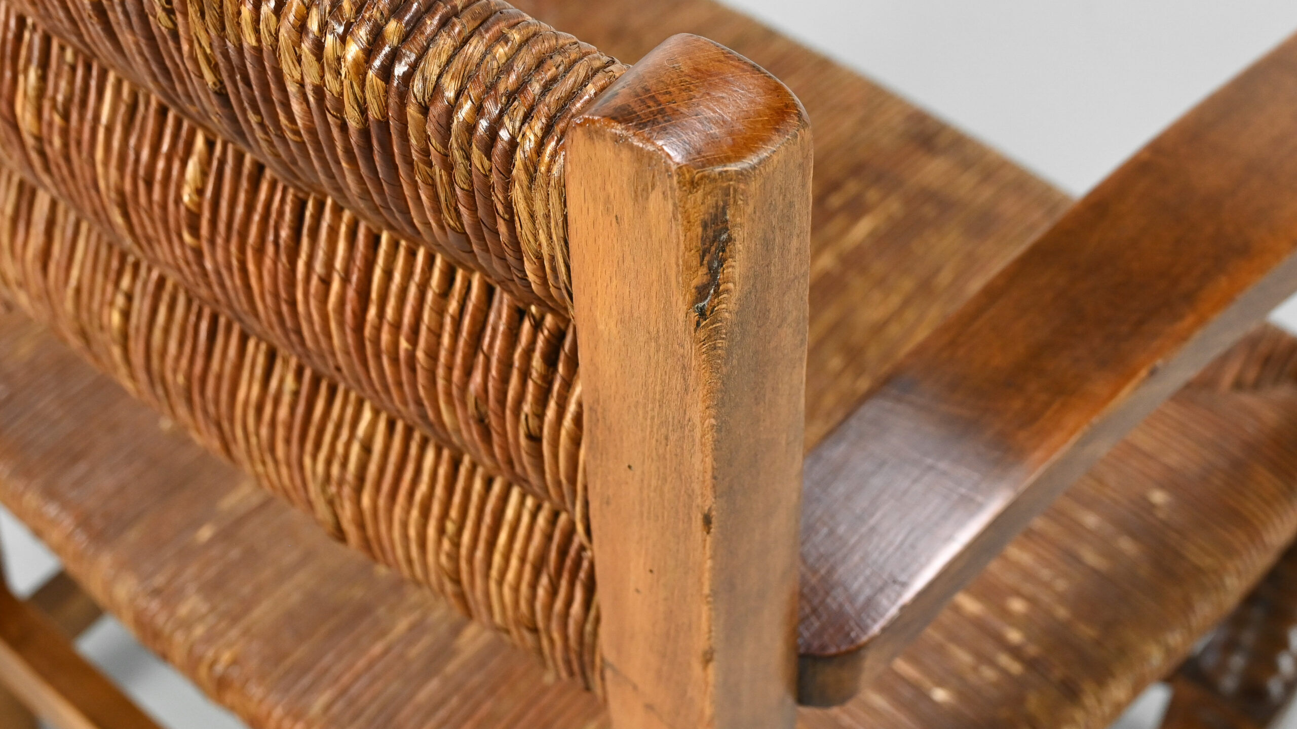 Pair of French armchairs with twisted legs in the style of Charles Dudouyt, France, 1940s.