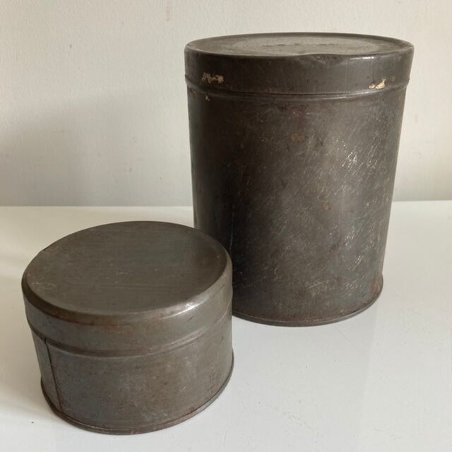 Set of 2 old weathered metal boxes
