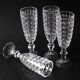 Set of 4 Vintage Pressed Glass Champagne Flutes, Clear Italian Stemware