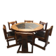 Round dining tables + chairs