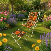Chaise de plage/camping pliante orange vintage