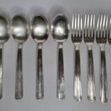 Set of 8 cutlery, tablespoons and fork "dixi" in silver metal