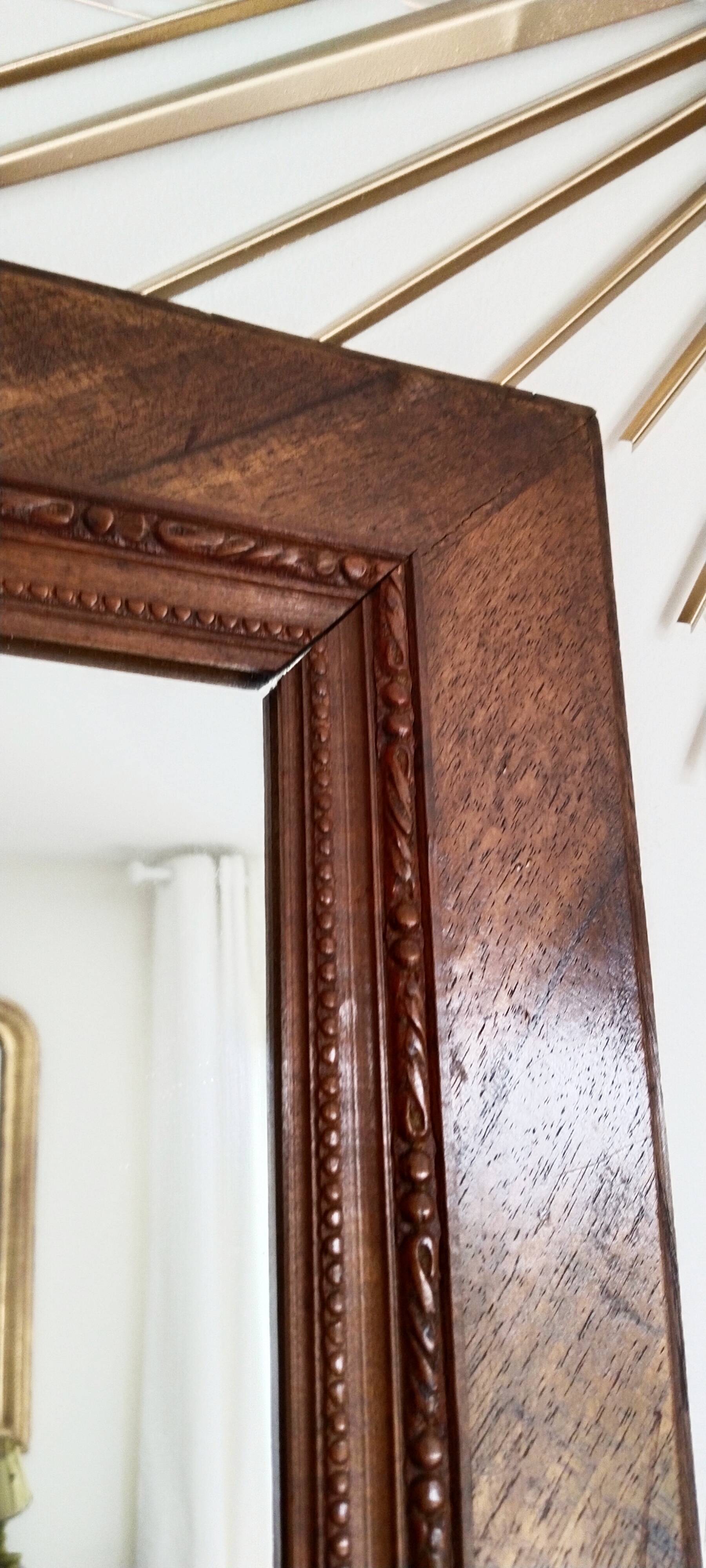 Antique mirror in waxed fruitwood style, 65.5 cm x 55.5 cm