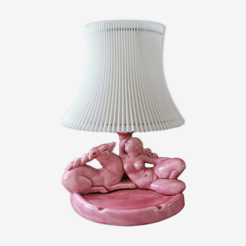 Vintage 50s lamp in pink ceramic
