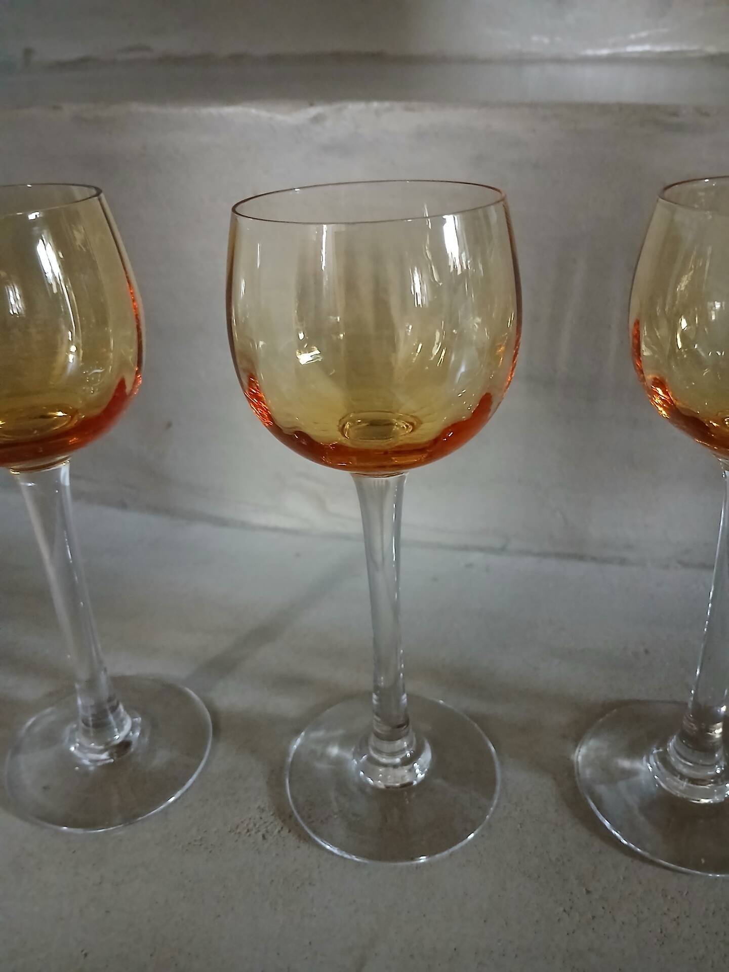 4 antique crystal stem glasses