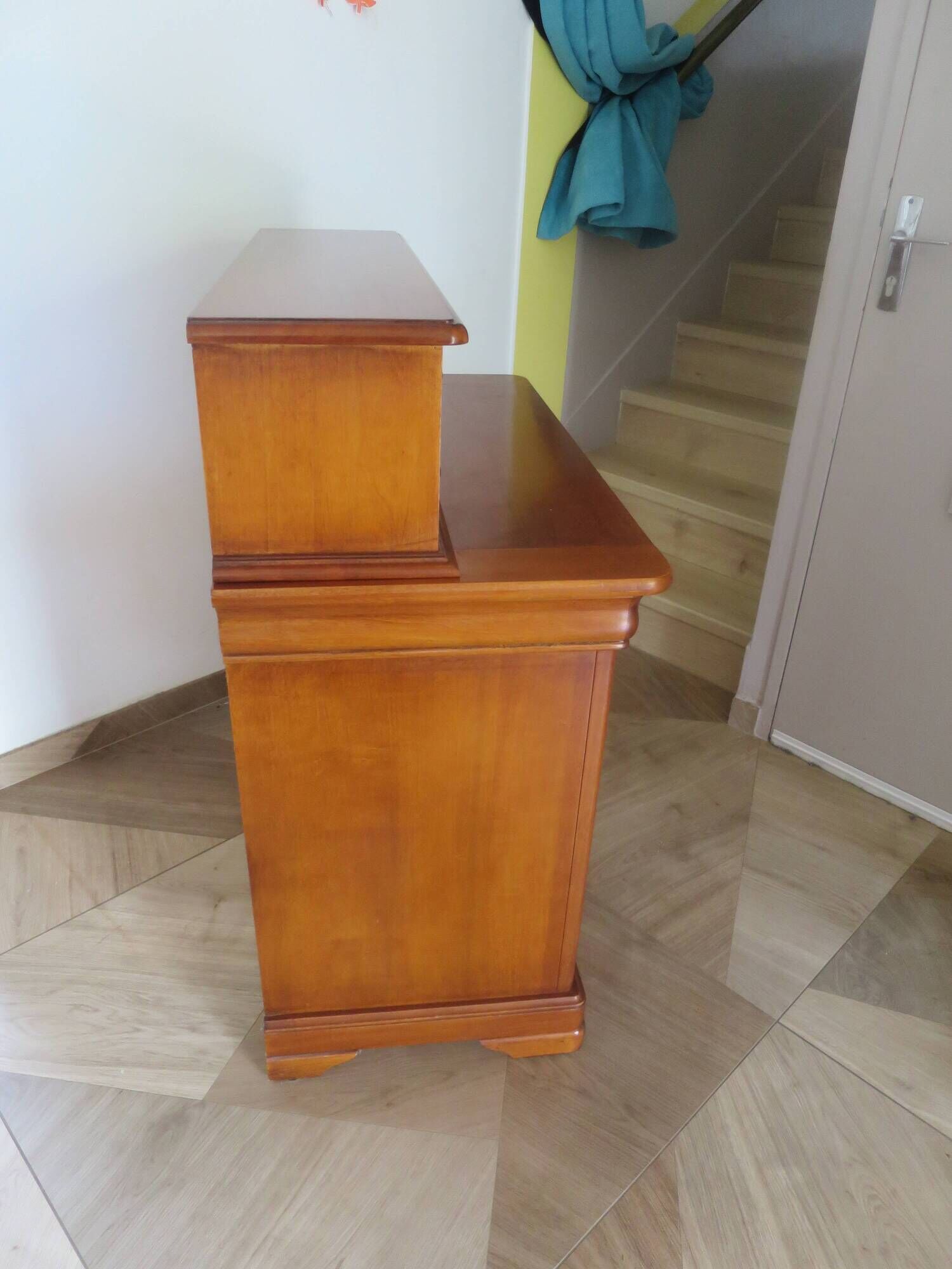 Vintage commode secretary dressing table sliding top 7 drawers cherry wood