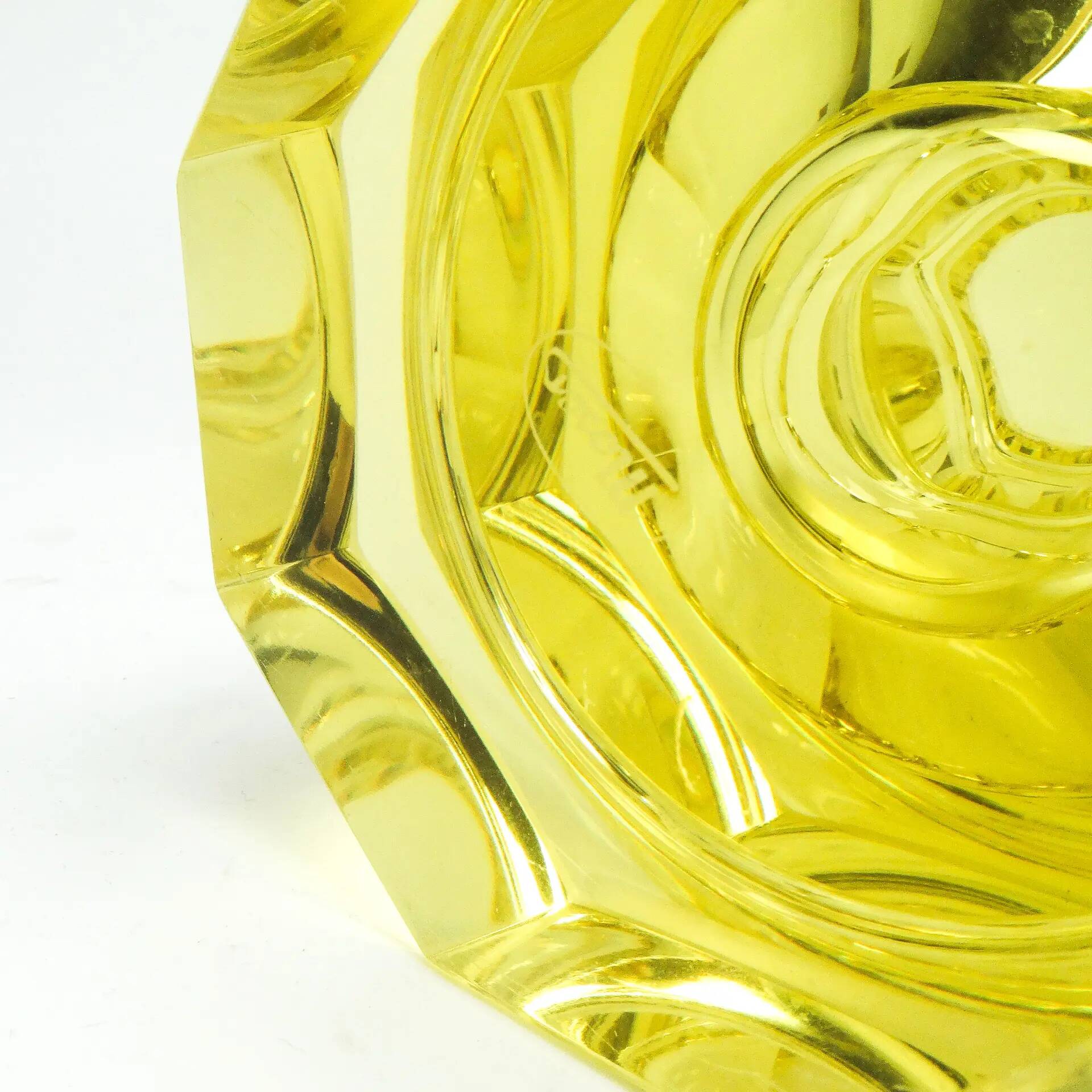 Art Deco vase, yellow crystal, designed by J. Hoffmann, Czechoslovakia, 1930s