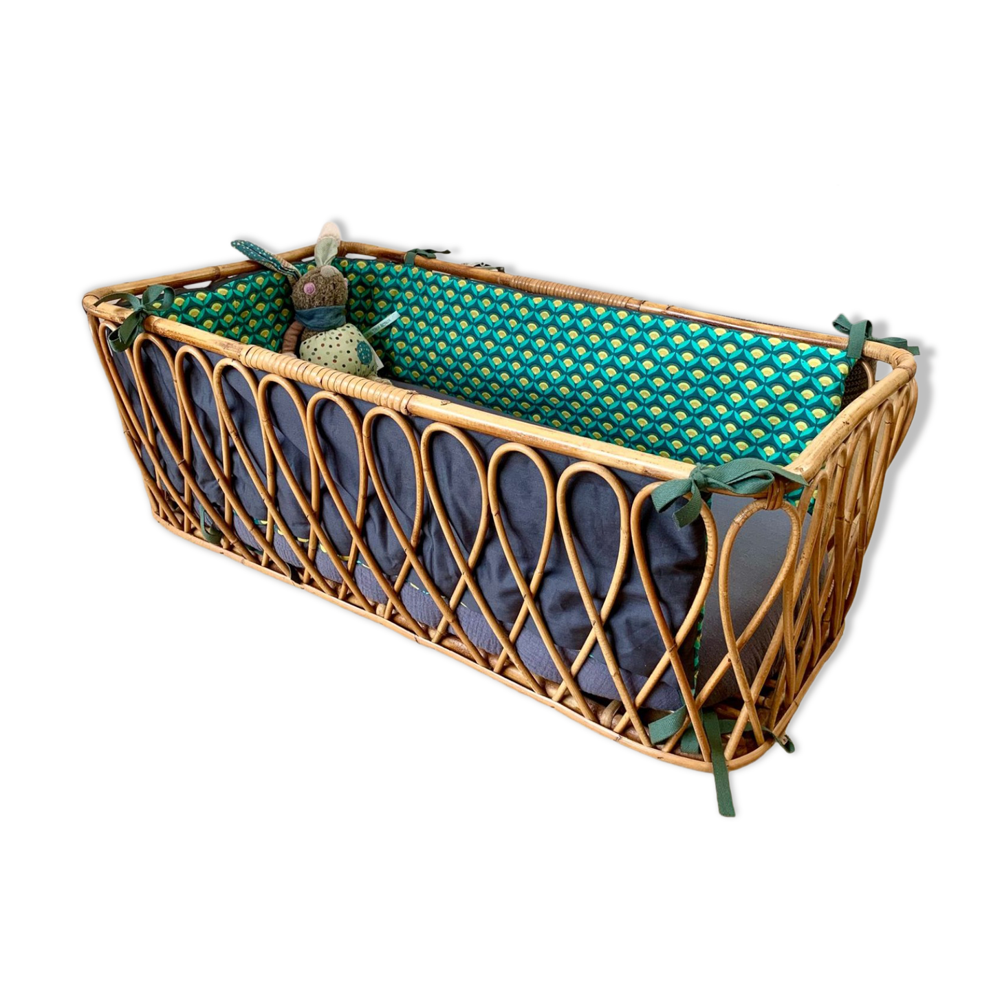 Vintage rattan bassinet