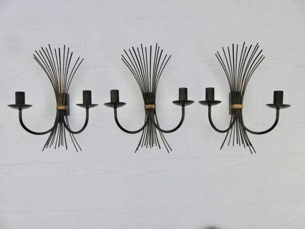 Série de 3 appliques '' épi'' marque Massive années 80