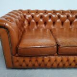 Light brown leather chesterfield sofa