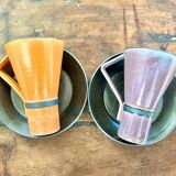 Paire de tasses en grès, artisanat japonais vintage