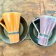 Pair of stoneware cups, vintage Japanese crafts