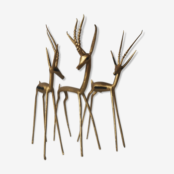 Trio of brass antelopes