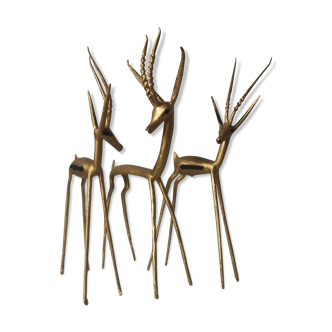 Trio of brass antelopes