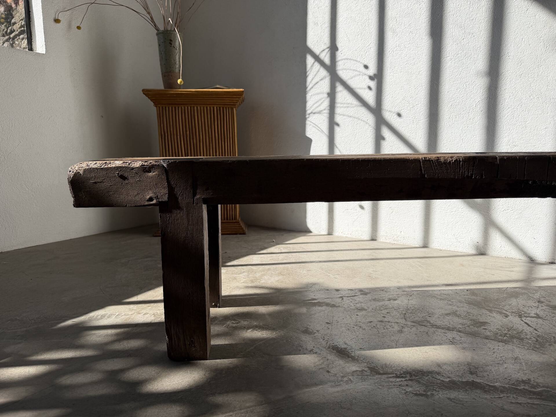 Brutalist Oak Bench – Unique Piece, 20th Century Folk Art