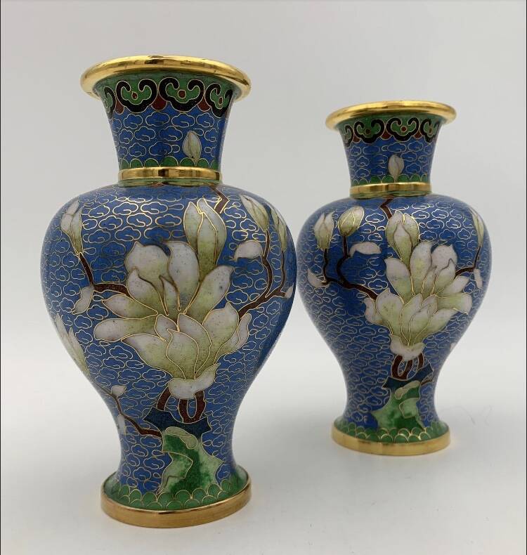 Deux vases vintage émail cloisonné chinois - années 1970-1980