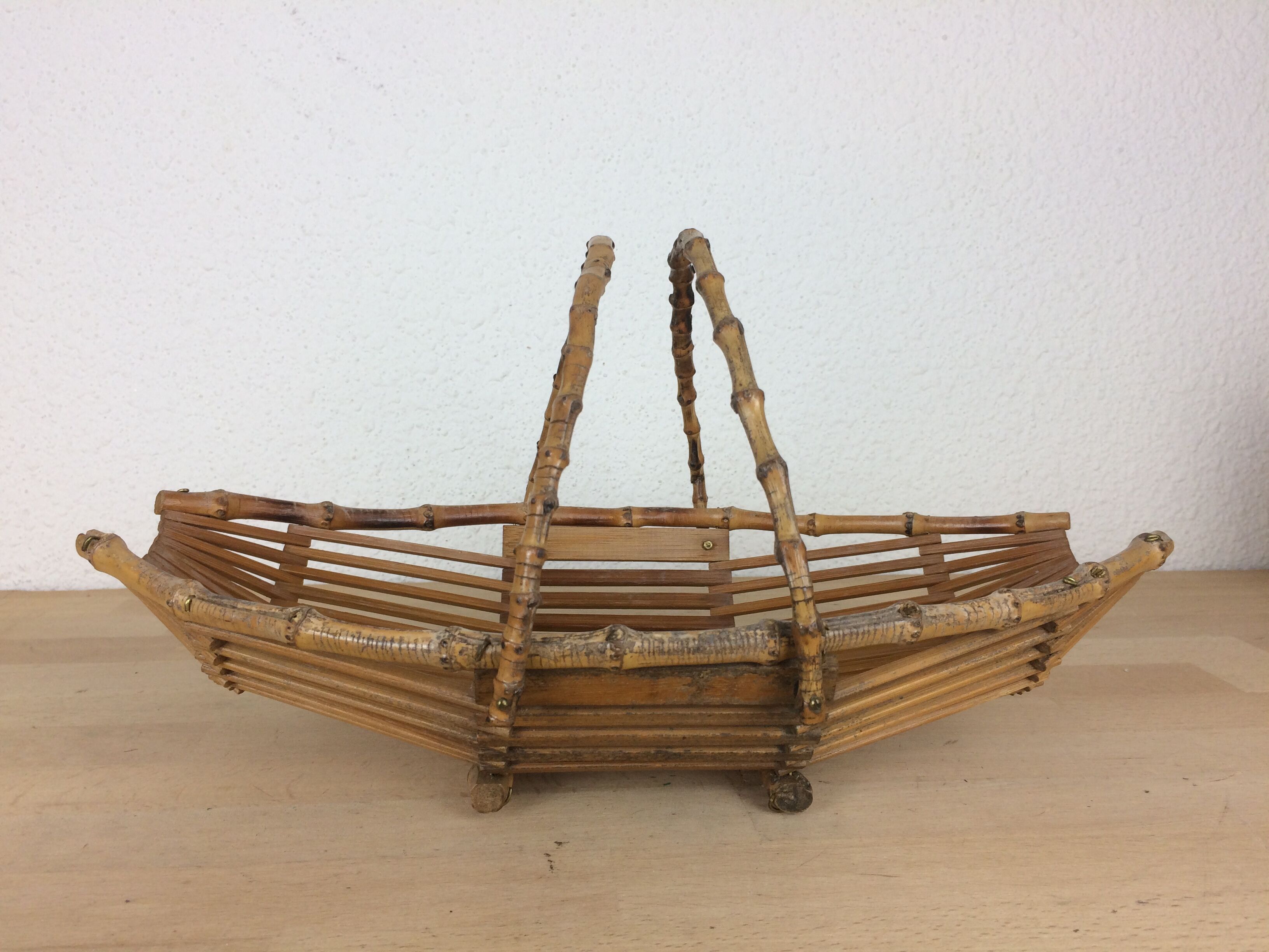 Vintage wicker and rattan fruit basket