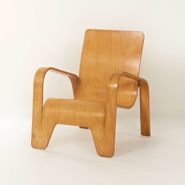 Fauteuil lawo 1 de han pieck pour lawo ommen en 1946 (n° 829)   bouleau, découverte rare