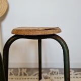 Wood and metal tripod stool