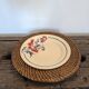 Set of 7 presentation plates in wicker rattan cannage