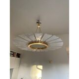 Contemporary Venied-White "Marguerite" Murano Style Glass Gold Chandelier
