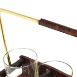 Carl Auböck II drinking glass holder, leather and brass, Austria 1950s