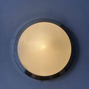 Vintage modernist Perzel wall lamp, chrome and holophane glass, France 1930