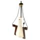 Vintage opaline and rosewood pendant,  Italy 1950 's