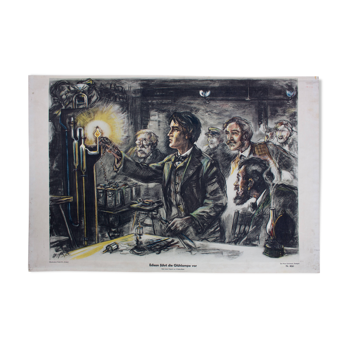 Edison and the light bulb, educational poster 1951