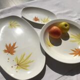 Set 3 plats Longchamp crème feuilles