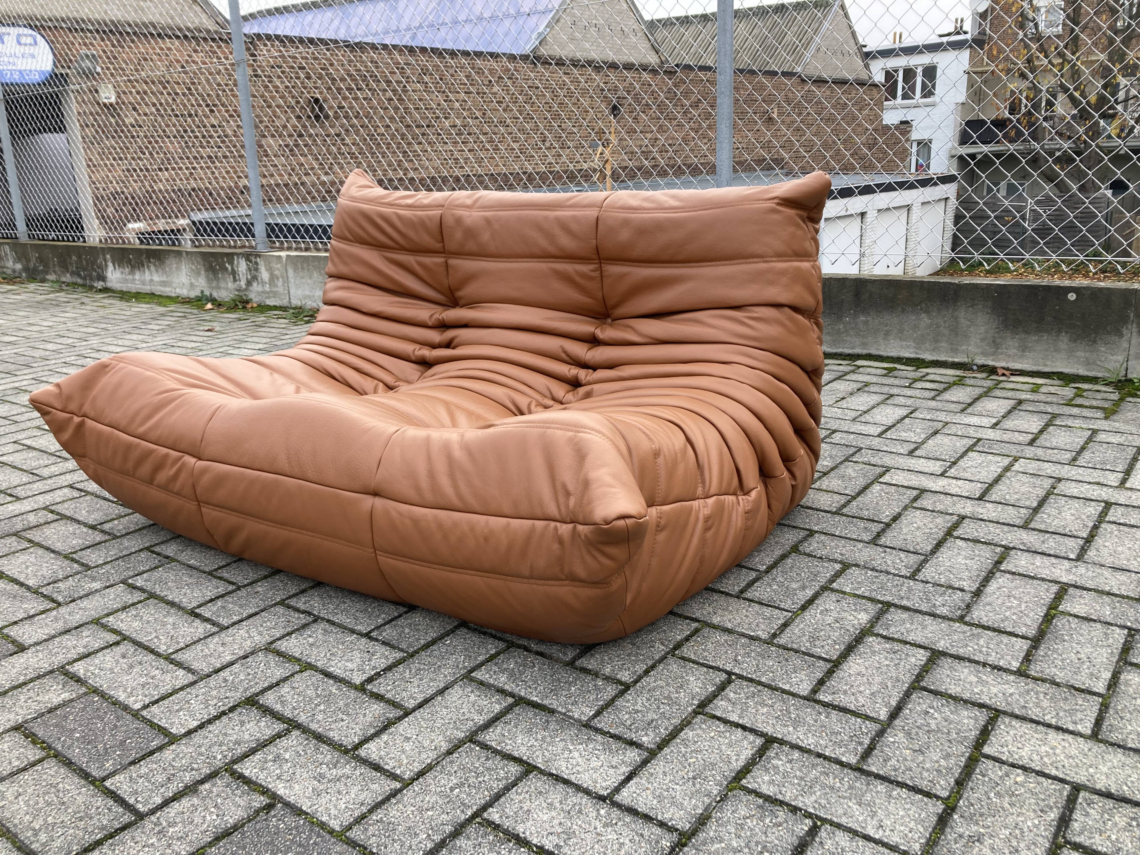 Ligne Roset Togo 2seater, Cognac Leather