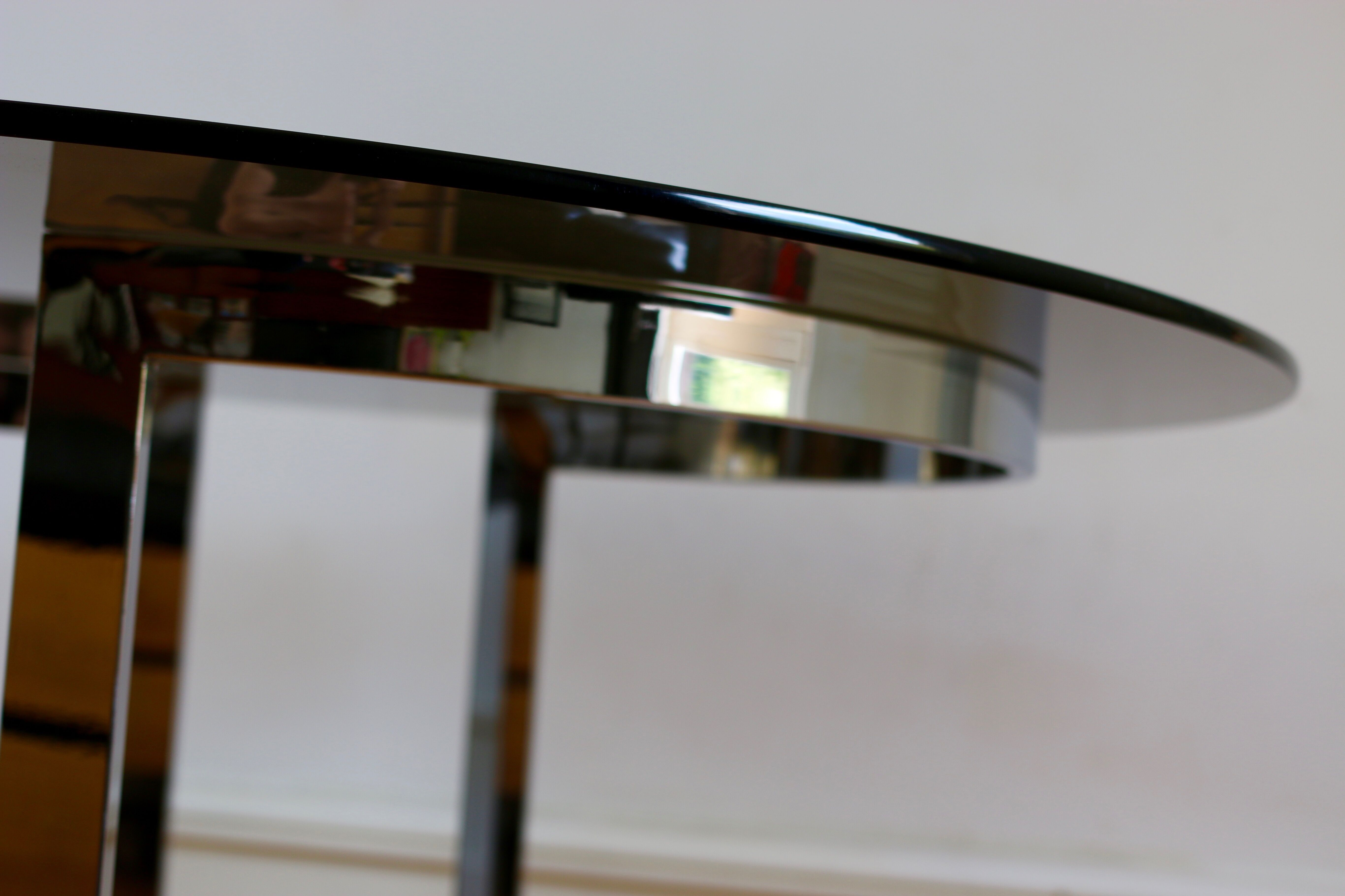 1970 glass and chrome Boris Tabacoffunfortunately Roche Bobois dining room table